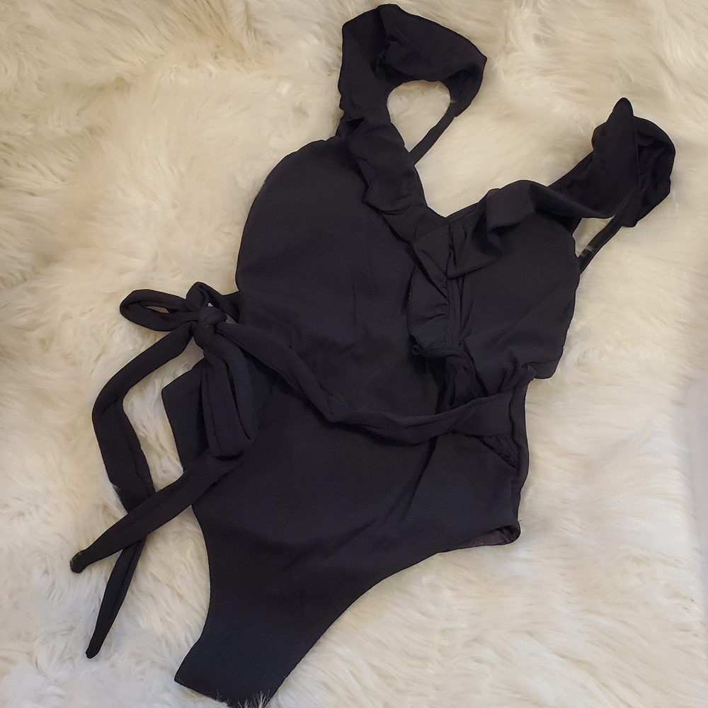 Toluca Swim Isabella Wrap Maxi one piece - Onyx Micro Waffle - Picture 2 of 15